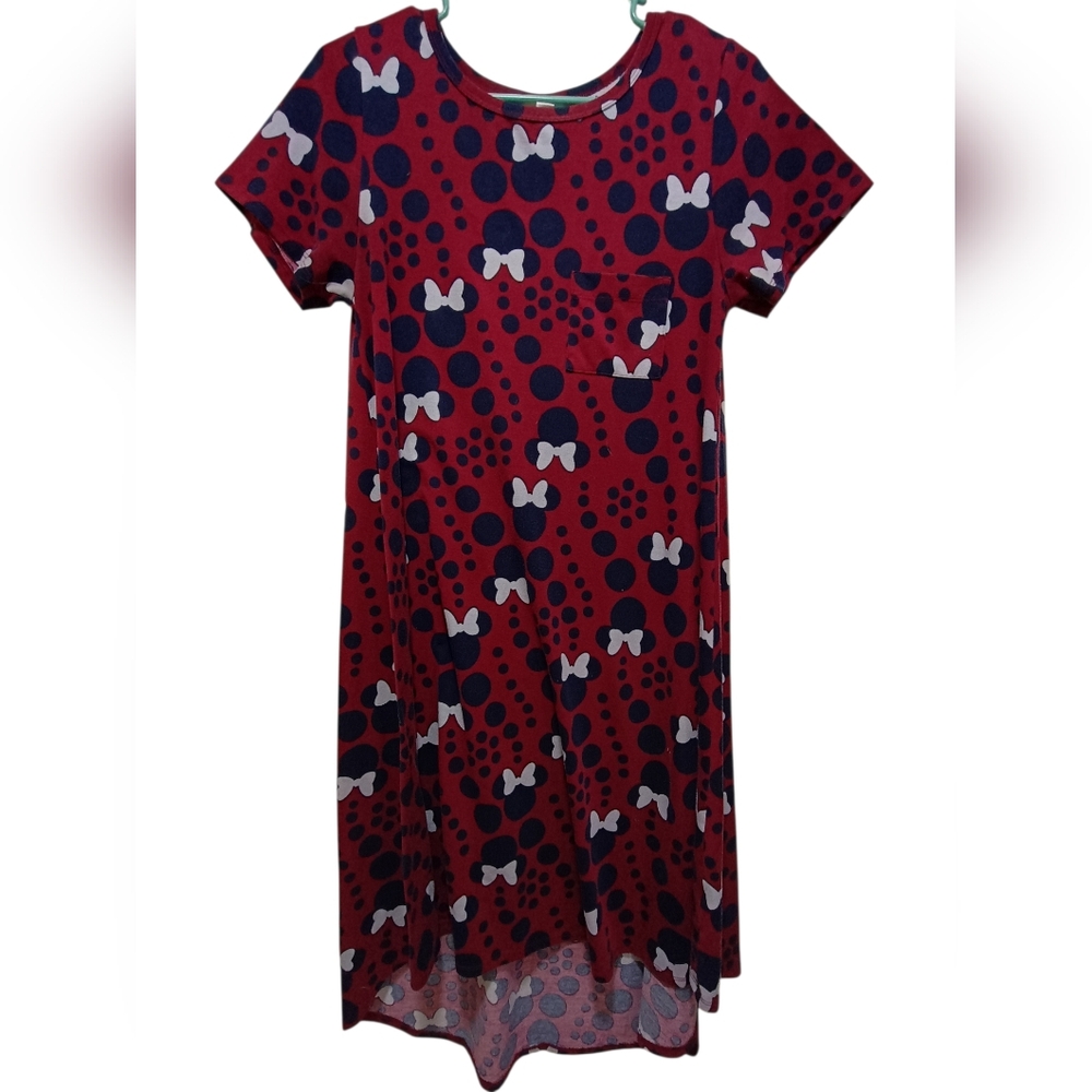 Lularoe Disney Minnie Mouse High Low Dress Size S Red Blue White Short Sleeve